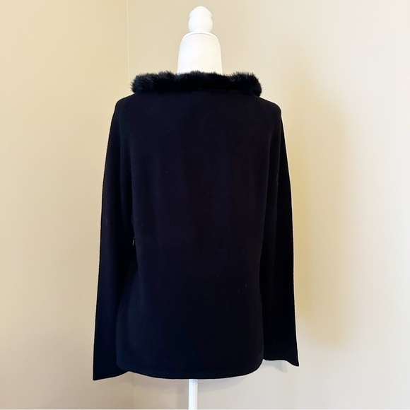 Carducci Fur Trim Long Sleeve Black Sweater - Large - Picture 4 of 9